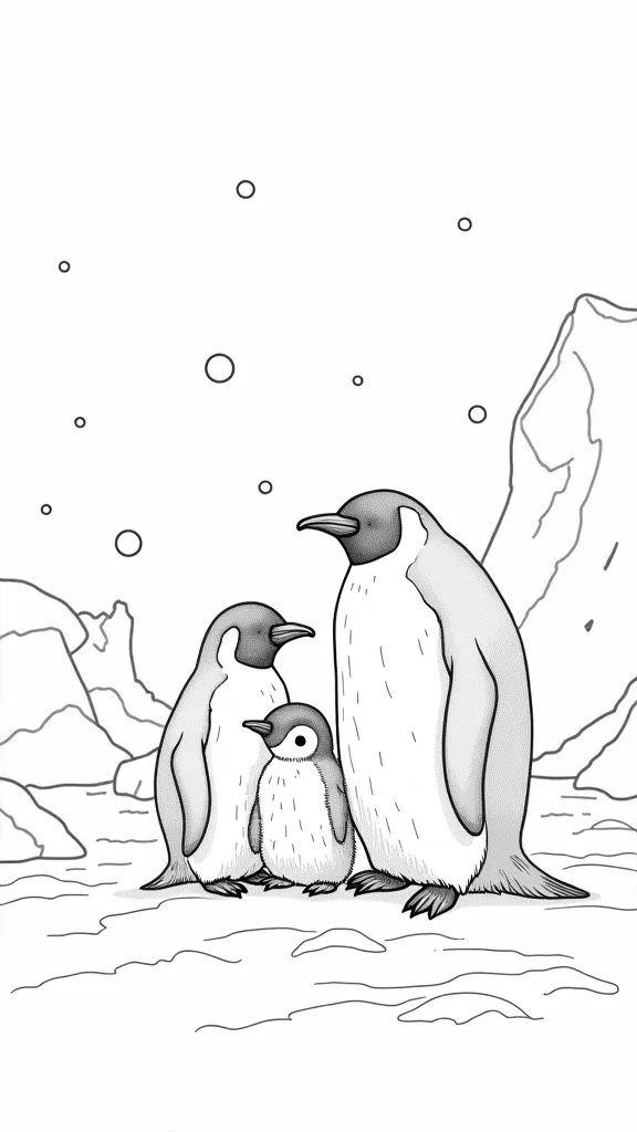 Páginas para colorear de pingüinos emperadores